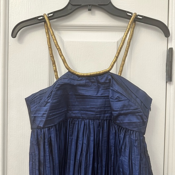 Calypso St. Barth Navy Blue Silk Pleated Maxi Dress 2 - Picture 8 of 8
